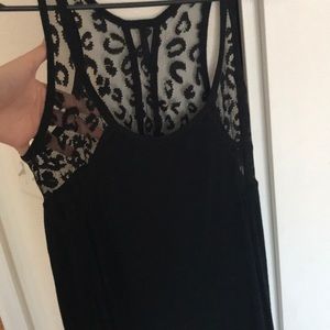 Black cheetah lace tank top